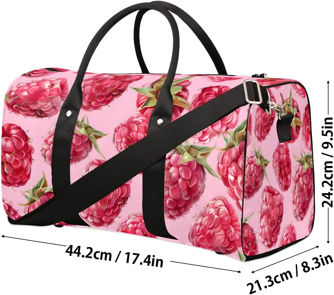 Travel Duffel Bag, Fruit Strawberry Sports Tote Gym Bag Foldable Western Aztec Weekender Bag Carry on Luggage Handle Bag Overnight Shoulder Bag for Women Men,A-1876