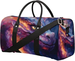 Travel Duffel Bag, Galaxy Animal Evil Dragon Sports Tote Gym Bag Foldable Western Aztec Weekender Bag Carry on Luggage Handle Bag Overnight Shoulder Bag for Women Men,A-254