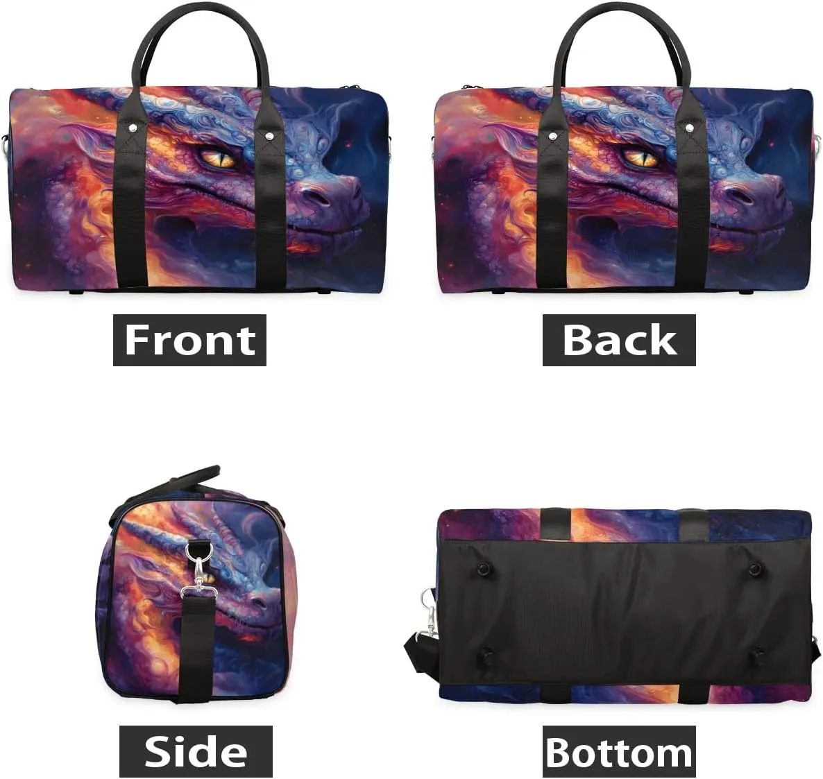 Travel Duffel Bag, Galaxy Animal Evil Dragon Sports Tote Gym Bag Foldable Western Aztec Weekender Bag Carry on Luggage Handle Bag Overnight Shoulder Bag for Women Men,A-254