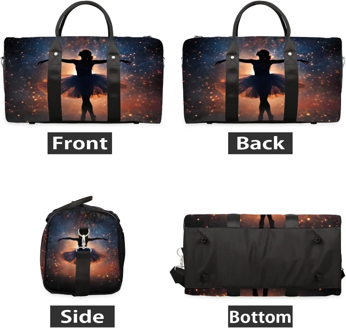 Travel Duffel Bag, Galaxy Starry Sky Ballet Girl Sports Tote Gym Bag Foldable Western Aztec Weekender Bag Carry on Luggage Handle Bag Overnight Shoulder Bag for Women Men,A-276