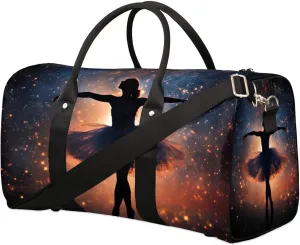 Travel Duffel Bag, Galaxy Starry Sky Ballet Girl Sports Tote Gym Bag Foldable Western Aztec Weekender Bag Carry on Luggage Handle Bag Overnight Shoulder Bag for Women Men,A-276