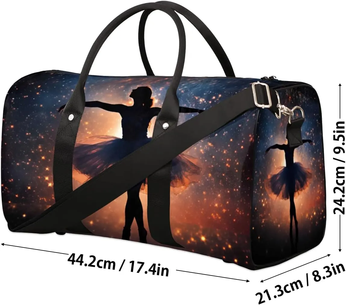 Travel Duffel Bag, Galaxy Starry Sky Ballet Girl Sports Tote Gym Bag Foldable Western Aztec Weekender Bag Carry on Luggage Handle Bag Overnight Shoulder Bag for Women Men,A-276