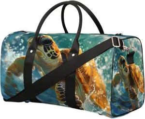 Travel Duffel Bag, Ocean Animal Turtle Sports Tote Gym Bag Foldable Western Aztec Weekender Bag Carry on Luggage Handle Bag Overnight Shoulder Bag for Women Men,A-505