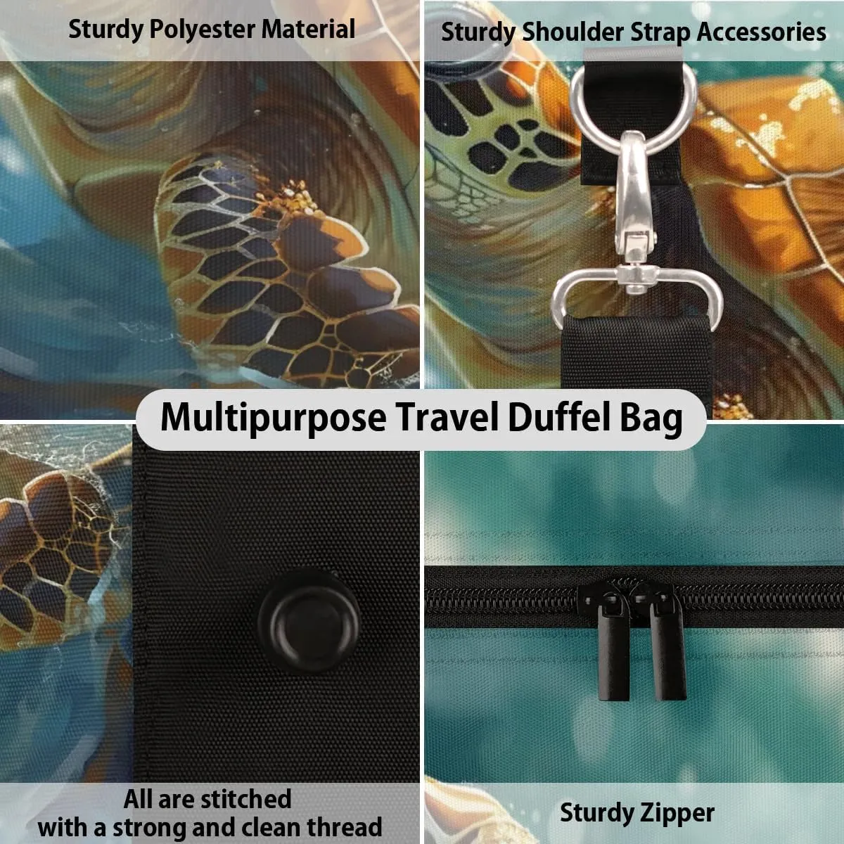Travel Duffel Bag, Ocean Animal Turtle Sports Tote Gym Bag Foldable Western Aztec Weekender Bag Carry on Luggage Handle Bag Overnight Shoulder Bag for Women Men,A-505