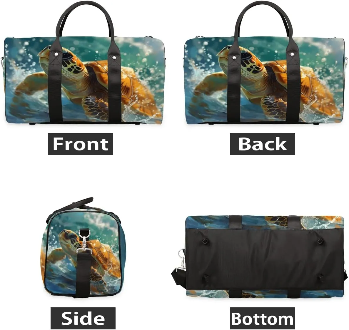 Travel Duffel Bag, Ocean Animal Turtle Sports Tote Gym Bag Foldable Western Aztec Weekender Bag Carry on Luggage Handle Bag Overnight Shoulder Bag for Women Men,A-505