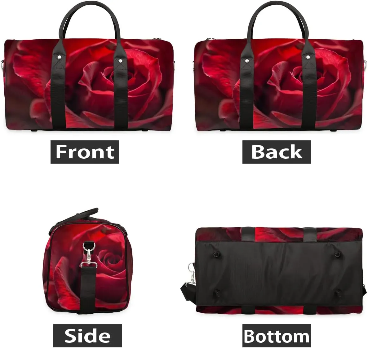 Travel Duffel Bag, Rose Red Flower Floral Sports Tote Gym Bag Foldable Western Aztec Weekender Bag Carry on Luggage Handle Bag Overnight Shoulder Bag for Women Men,A-776