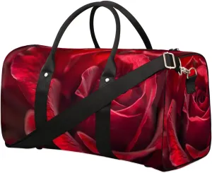 Travel Duffel Bag, Rose Red Flower Floral Sports Tote Gym Bag Foldable Western Aztec Weekender Bag Carry on Luggage Handle Bag Overnight Shoulder Bag for Women Men,A-776