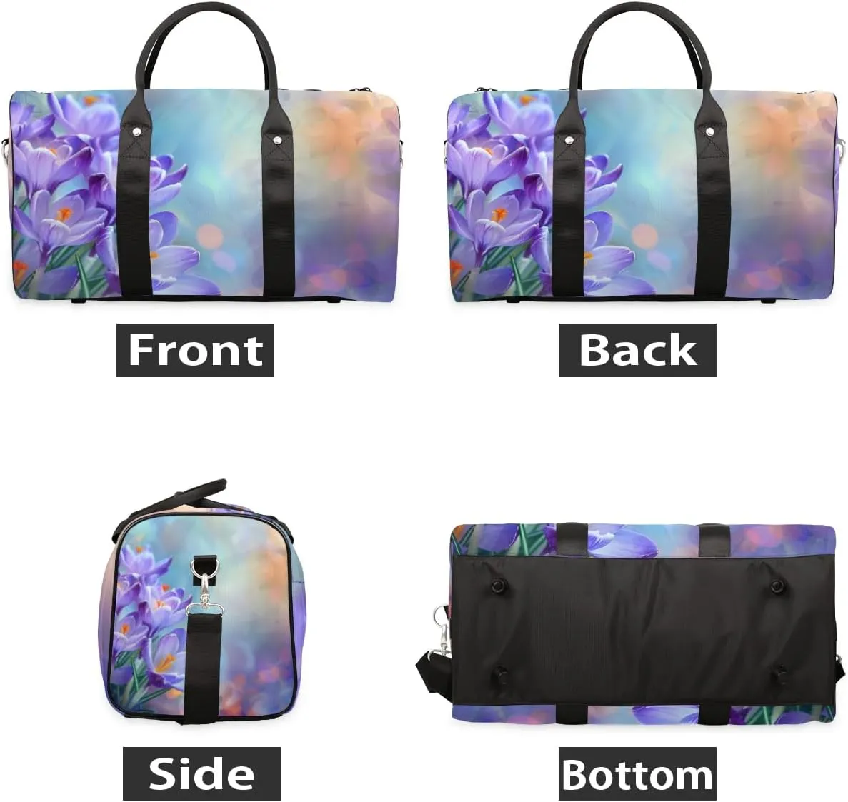 Travel Duffel Bag, Spring Flower Floral Sports Tote Gym Bag Foldable Western Aztec Weekender Bag Carry on Luggage Handle Bag Overnight Shoulder Bag for Women Men,A-326
