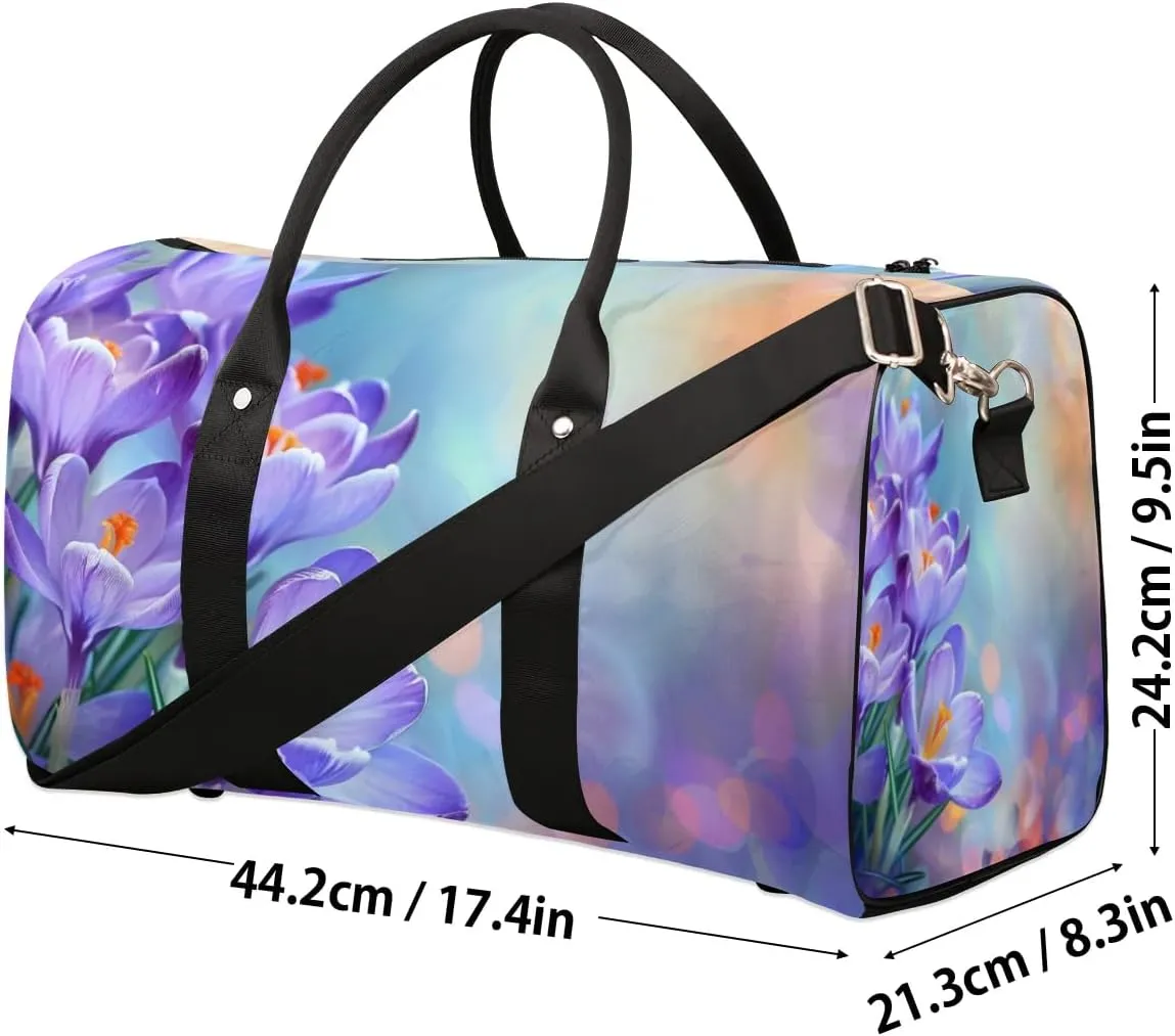 Travel Duffel Bag, Spring Flower Floral Sports Tote Gym Bag Foldable Western Aztec Weekender Bag Carry on Luggage Handle Bag Overnight Shoulder Bag for Women Men,A-326
