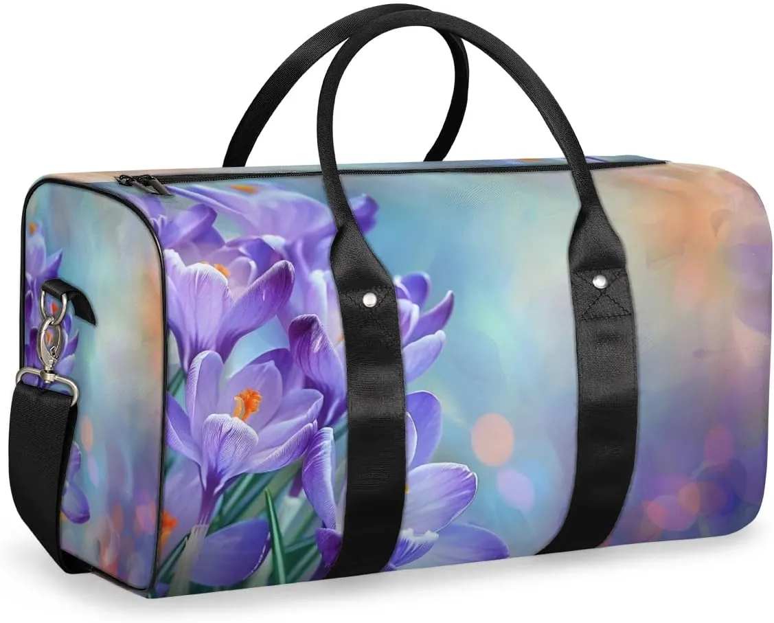 Travel Duffel Bag, Spring Flower Floral Sports Tote Gym Bag Foldable Western Aztec Weekender Bag Carry on Luggage Handle Bag Overnight Shoulder Bag for Women Men,A-326
