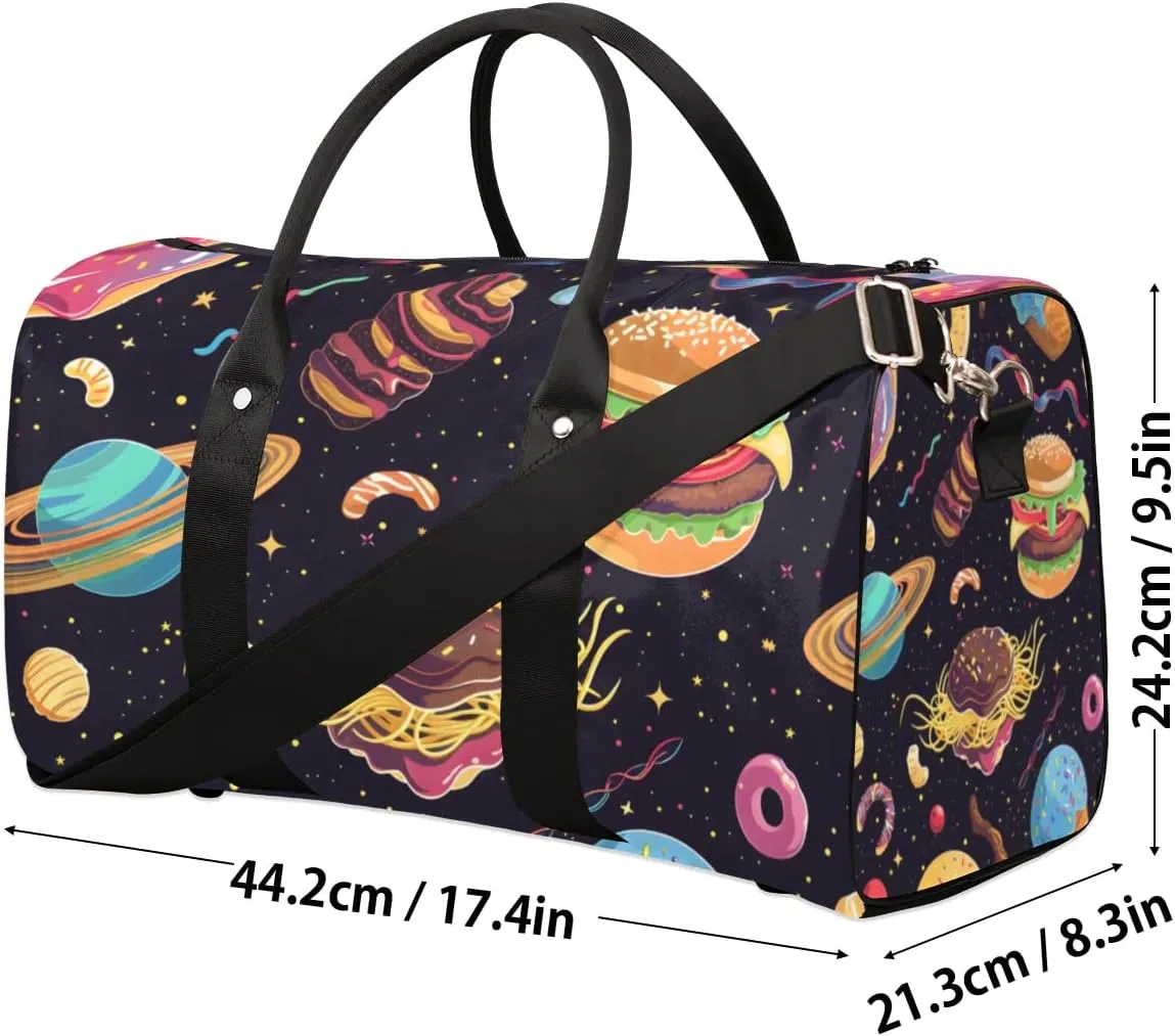 Travel Duffel Bag, Universe Galaxy Food Planet Sports Tote Gym Bag Foldable Western Aztec Weekender Bag Carry on Luggage Handle Bag Overnight Shoulder Bag for Women Men,A-1029