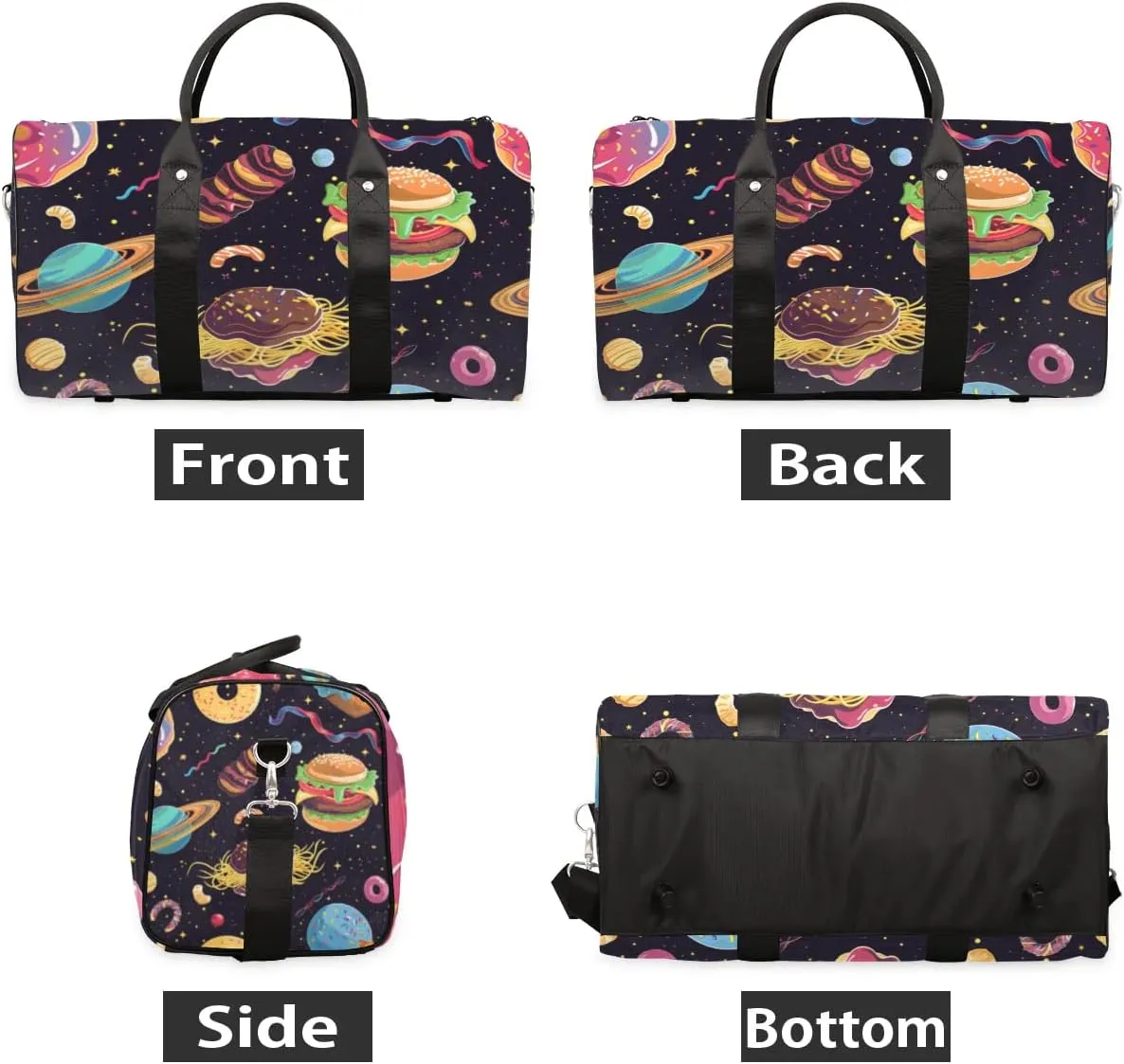 Travel Duffel Bag, Universe Galaxy Food Planet Sports Tote Gym Bag Foldable Western Aztec Weekender Bag Carry on Luggage Handle Bag Overnight Shoulder Bag for Women Men,A-1029