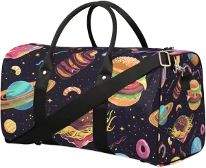 Travel Duffel Bag, Universe Galaxy Food Planet Sports Tote Gym Bag Foldable Western Aztec Weekender Bag Carry on Luggage Handle Bag Overnight Shoulder Bag for Women Men,A-1029