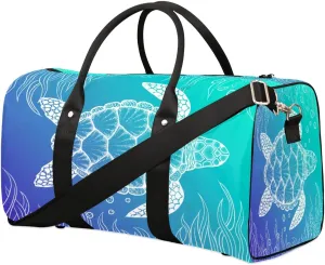 Travel Duffel, Ocean Boho Turtle Sports Tote Gym Foldable Weekender Workout Carry-on Luggage With Handle, Overnight Shoulder Bag for Women Men