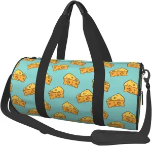 Travel Duffle Bag, Cute Cheese Light Blue Sports Gym Bag for Women Men, Carry On Bag Weekender Overnight Duffel Bag, Personal Item Travel Bag