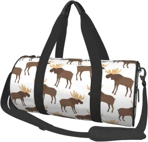 Travel Duffle Bag, cute moose horns elk cartoon Sports Gym Bag for Women Men, Carry On Bag Weekender Overnight Duffel Bag, Personal Item Travel Bag