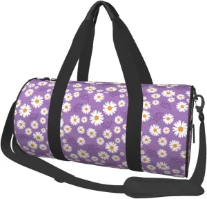 Travel Duffle Bag, Daisies Flowers Petal purple Sports Gym Bag for Women Men, Carry On Bag Weekender Overnight Duffel Bag, Personal Item Travel Bag
