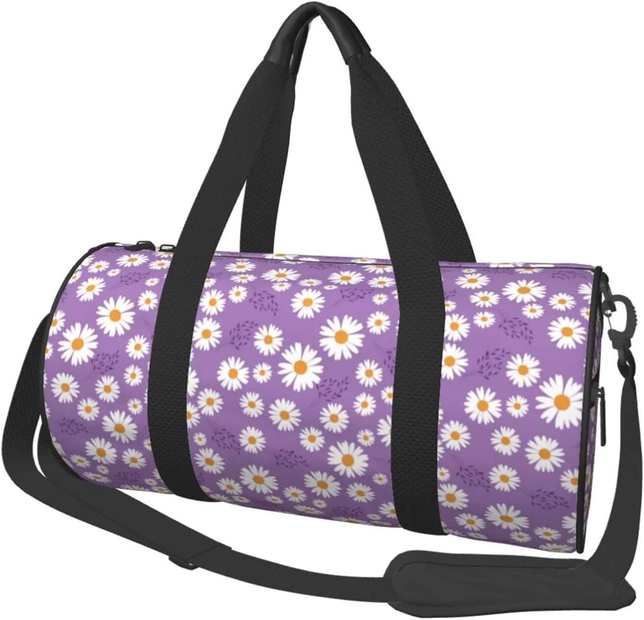 Travel Duffle Bag, Daisies Flowers Petal purple Sports Gym Bag for Women Men, Carry On Bag Weekender Overnight Duffel Bag, Personal Item Travel Bag