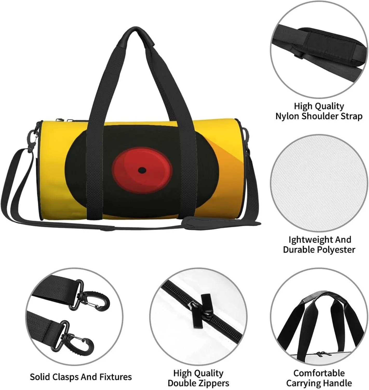 Travel Duffle Bag for Men Women, Vinyl Music Record Duffle Bags for Sport Gym Overnight Luggage