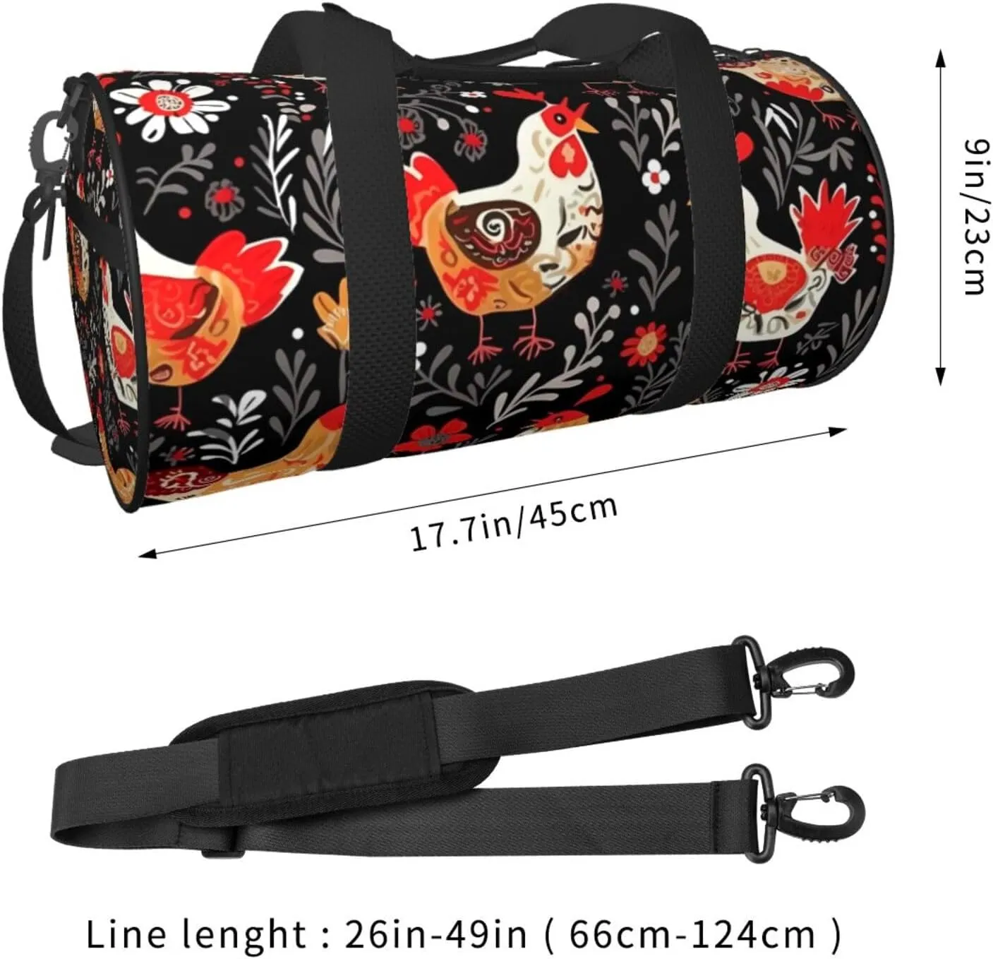 Travel Duffle Bag Weekender Bags For Men Women With Shoe Compartment Large Capacity Weekender Overnight Bag Cute Rooster Chickens Carry On Tote Bags Sport Gym Bag For Travel Yoga