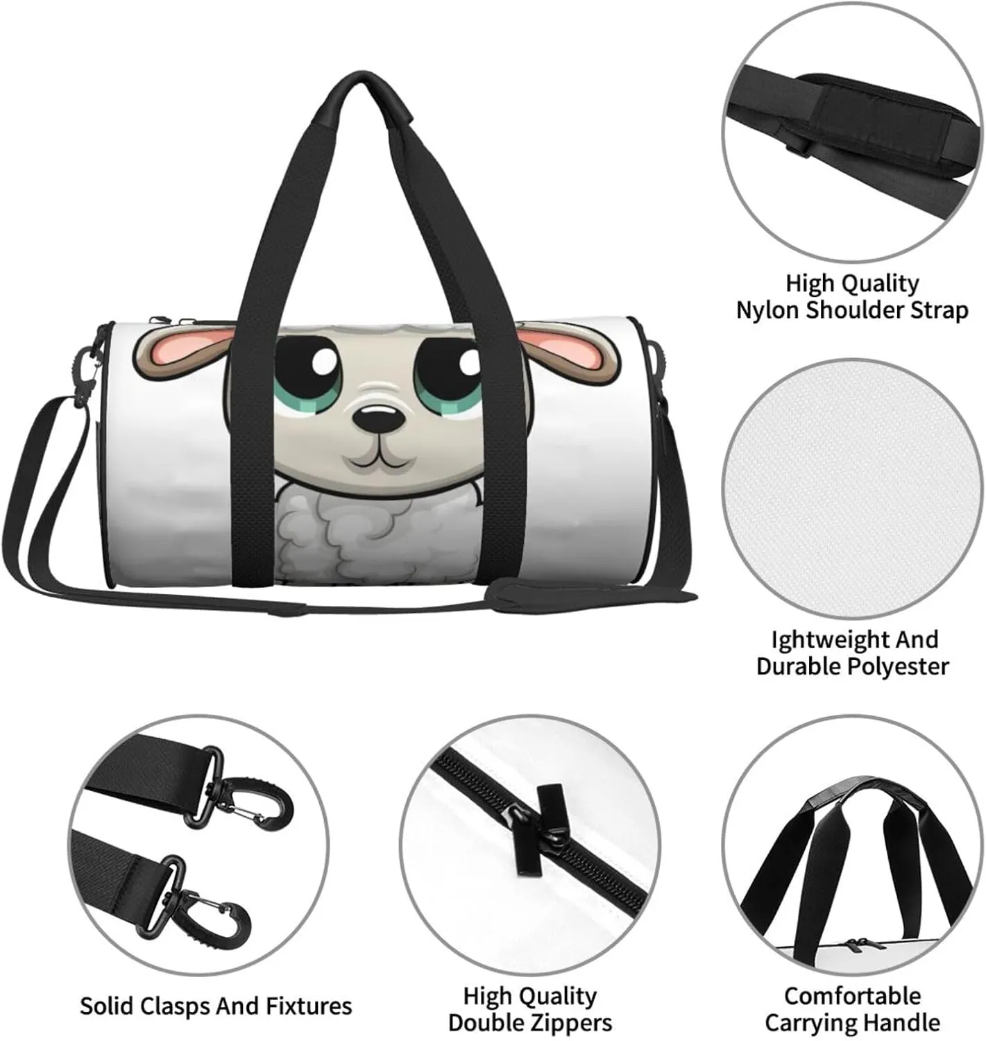 Travel Duffle Bag Weekender Bags for Men Women with Shoe Compartment Large Capacity Weekender Overnight Bag Lamb Carry On Tote Bags Sport Gym Bag for Travel Yoga