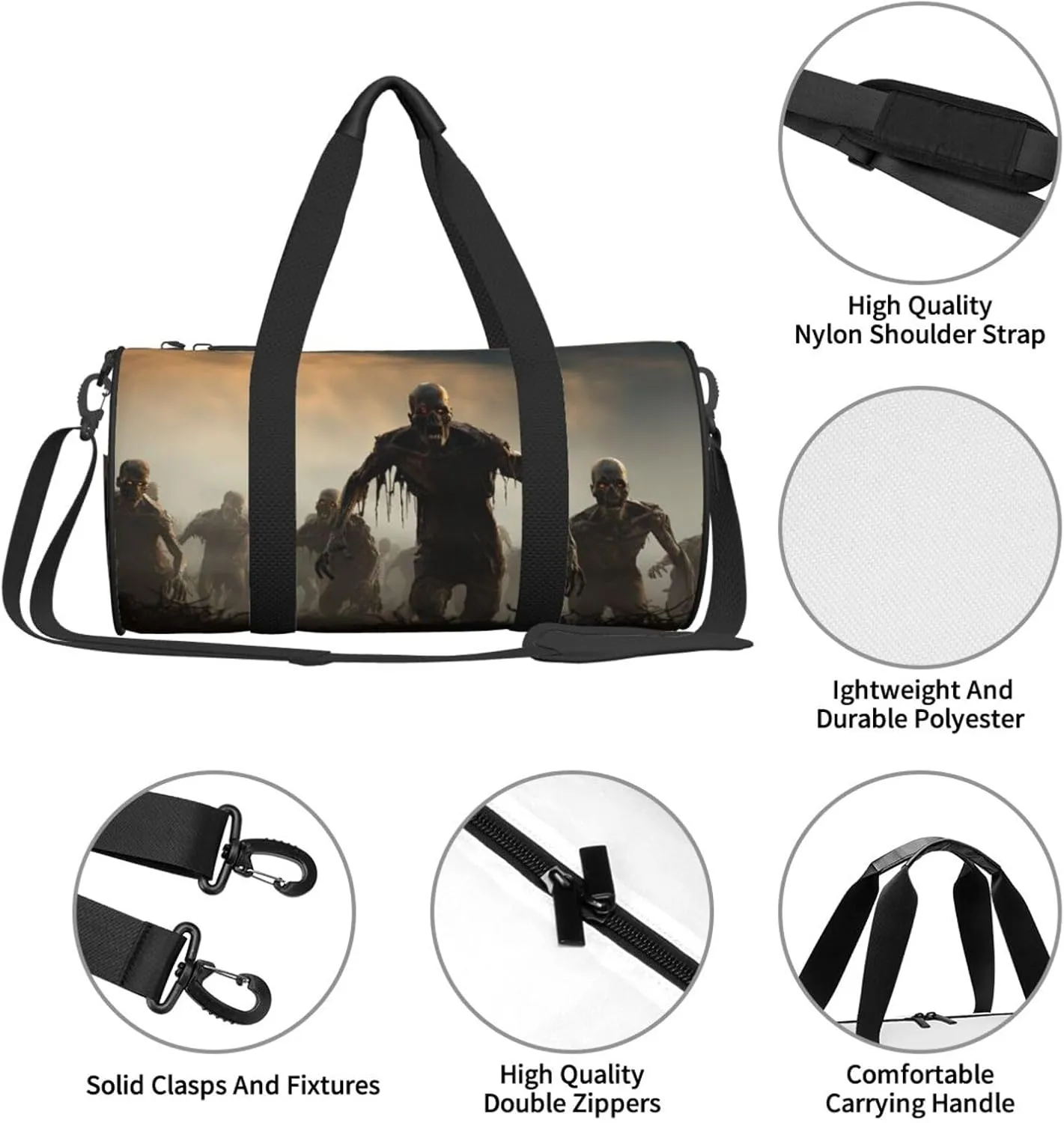 Travel Duffle Bag Weekender Bags For Men Women With Shoe Compartment Large Capacity Weekender Overnight Bag Many Zombie Carry On Tote Bags Sport Gym Bag For Travel Yoga