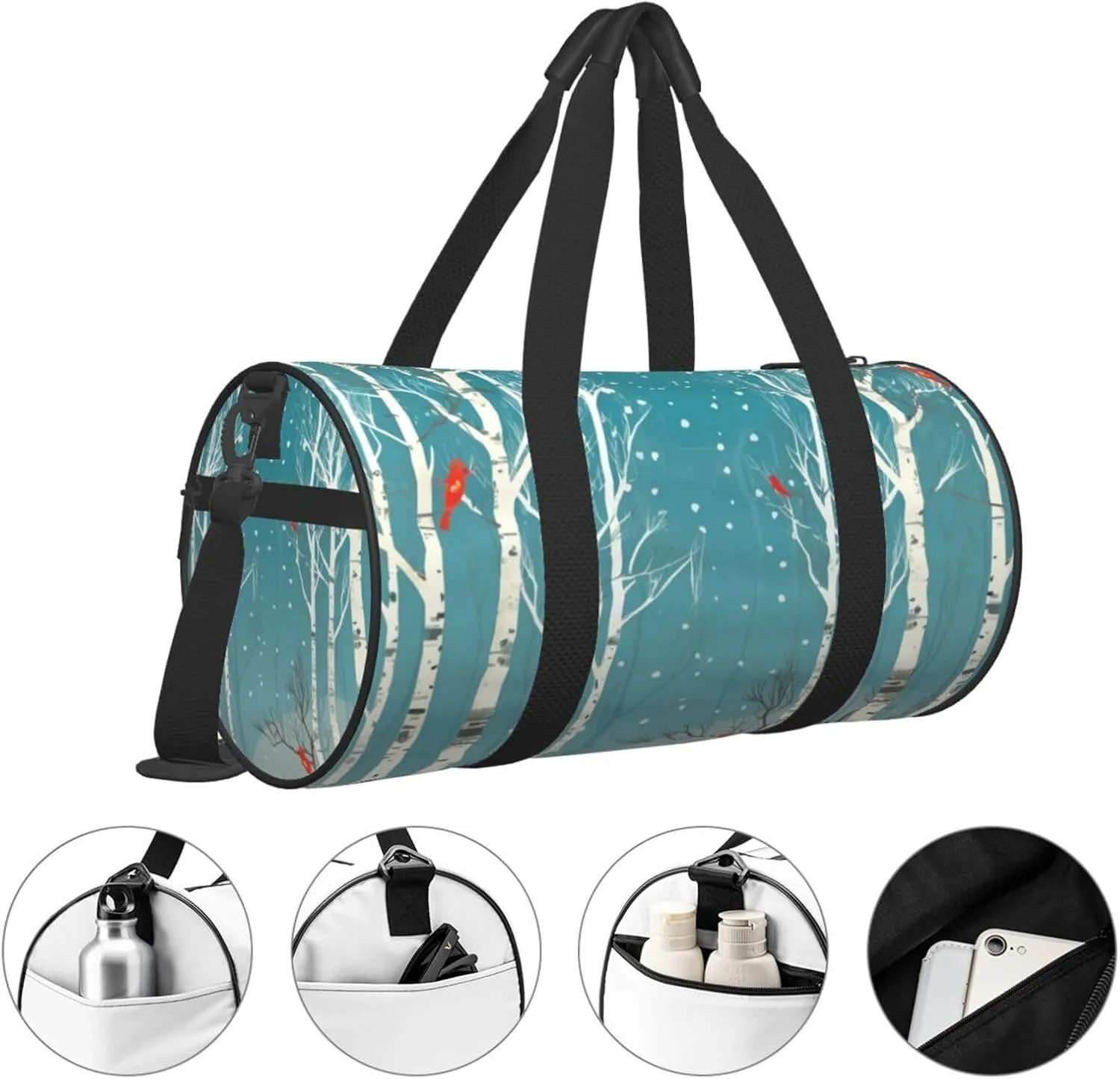 Travel Duffle Bag Weekender Bags For Men Women With Shoe Compartment Large Capacity Weekender Overnight Bag Merry Christmas Birch Tree Carry On Tote Bags Sport Gym Bag For Travel Yoga
