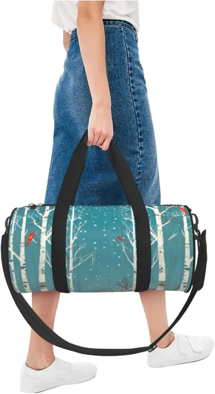 Travel Duffle Bag Weekender Bags For Men Women With Shoe Compartment Large Capacity Weekender Overnight Bag Merry Christmas Birch Tree Carry On Tote Bags Sport Gym Bag For Travel Yoga