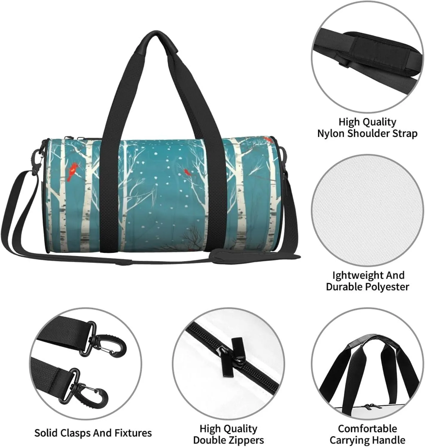 Travel Duffle Bag Weekender Bags For Men Women With Shoe Compartment Large Capacity Weekender Overnight Bag Merry Christmas Birch Tree Carry On Tote Bags Sport Gym Bag For Travel Yoga