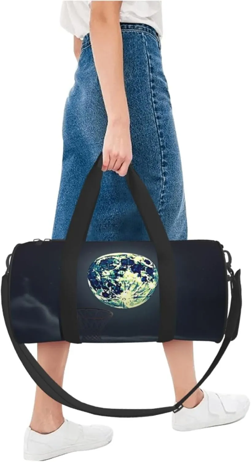Travel Duffle Bag Weekender Bags For Men Women With Shoe Compartment Large Capacity Weekender Overnight Bag Moon And Basketball Carry On Tote Bags Sport Gym Bag For Travel Yoga