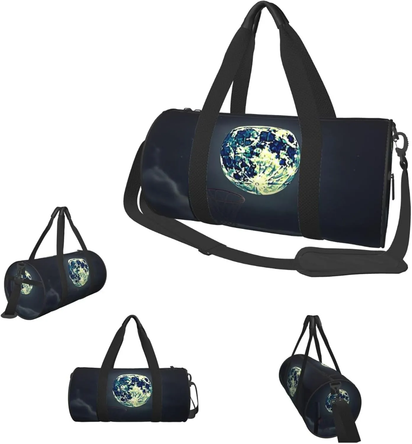 Travel Duffle Bag Weekender Bags For Men Women With Shoe Compartment Large Capacity Weekender Overnight Bag Moon And Basketball Carry On Tote Bags Sport Gym Bag For Travel Yoga