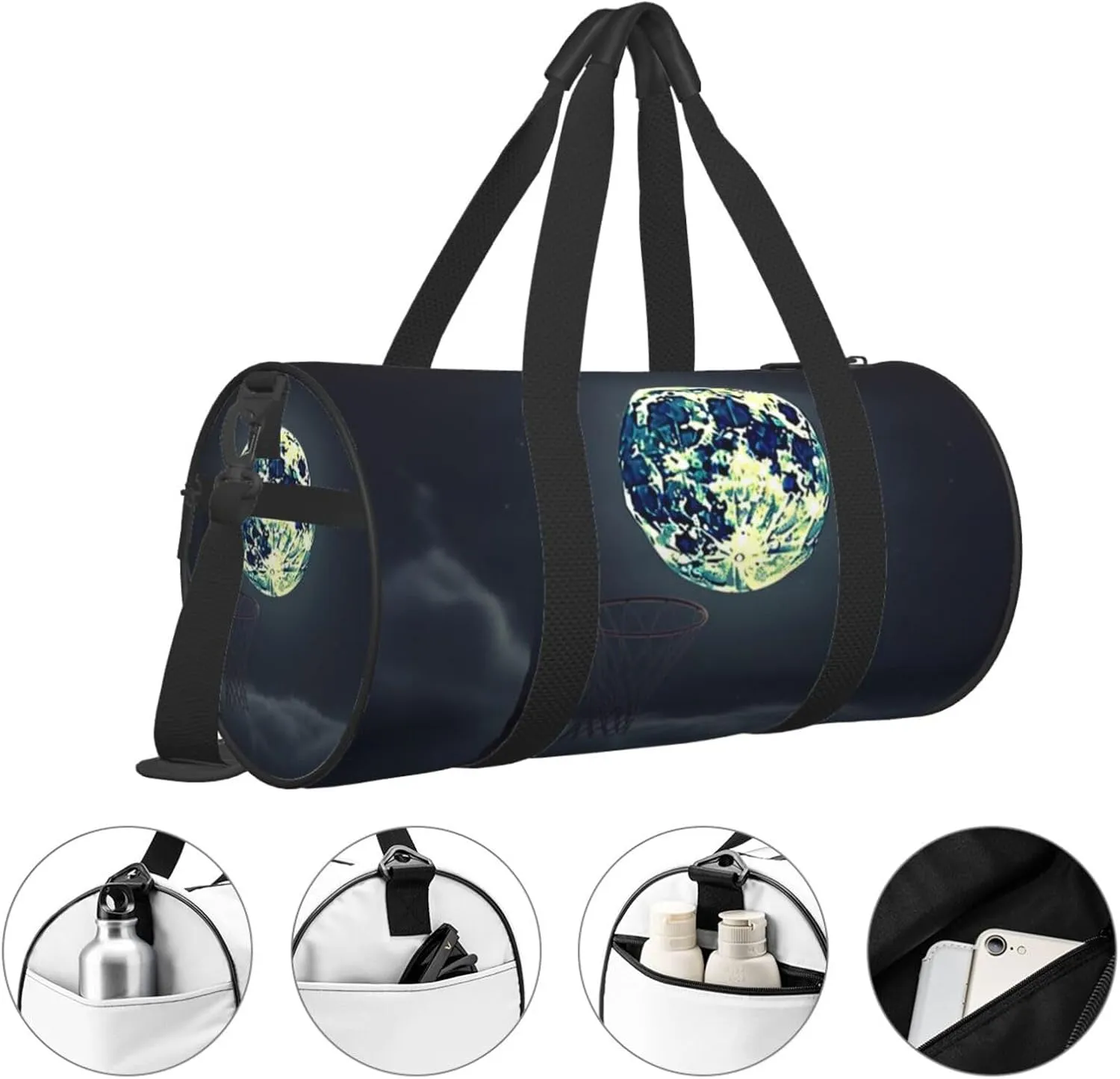 Travel Duffle Bag Weekender Bags For Men Women With Shoe Compartment Large Capacity Weekender Overnight Bag Moon And Basketball Carry On Tote Bags Sport Gym Bag For Travel Yoga