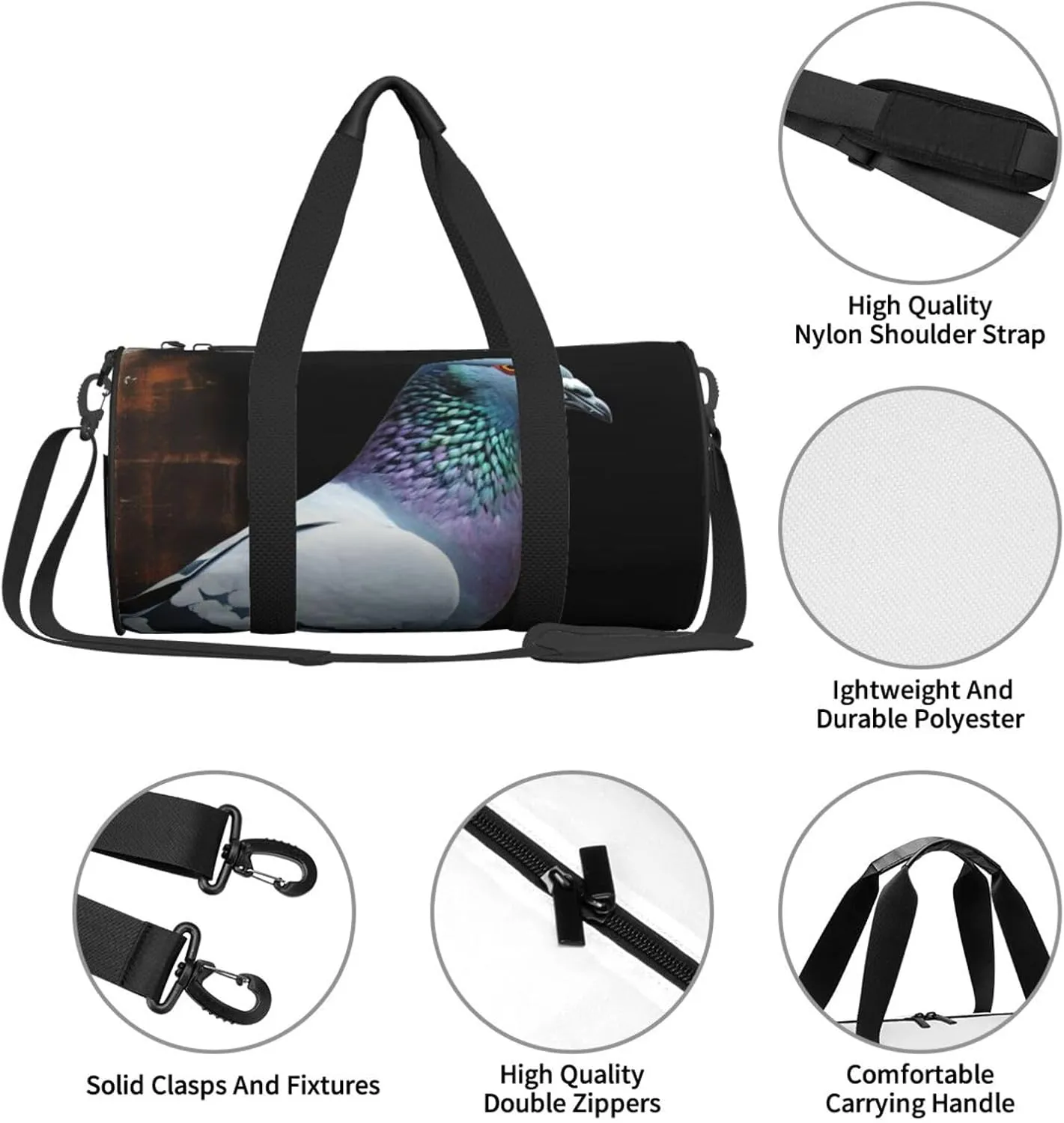 Travel Duffle Bag Weekender Bags for Men Women with Shoe Compartment Large Capacity Weekender Overnight Bag Pigeon Carry On Tote Bags Sport Gym Bag for Travel Yoga
