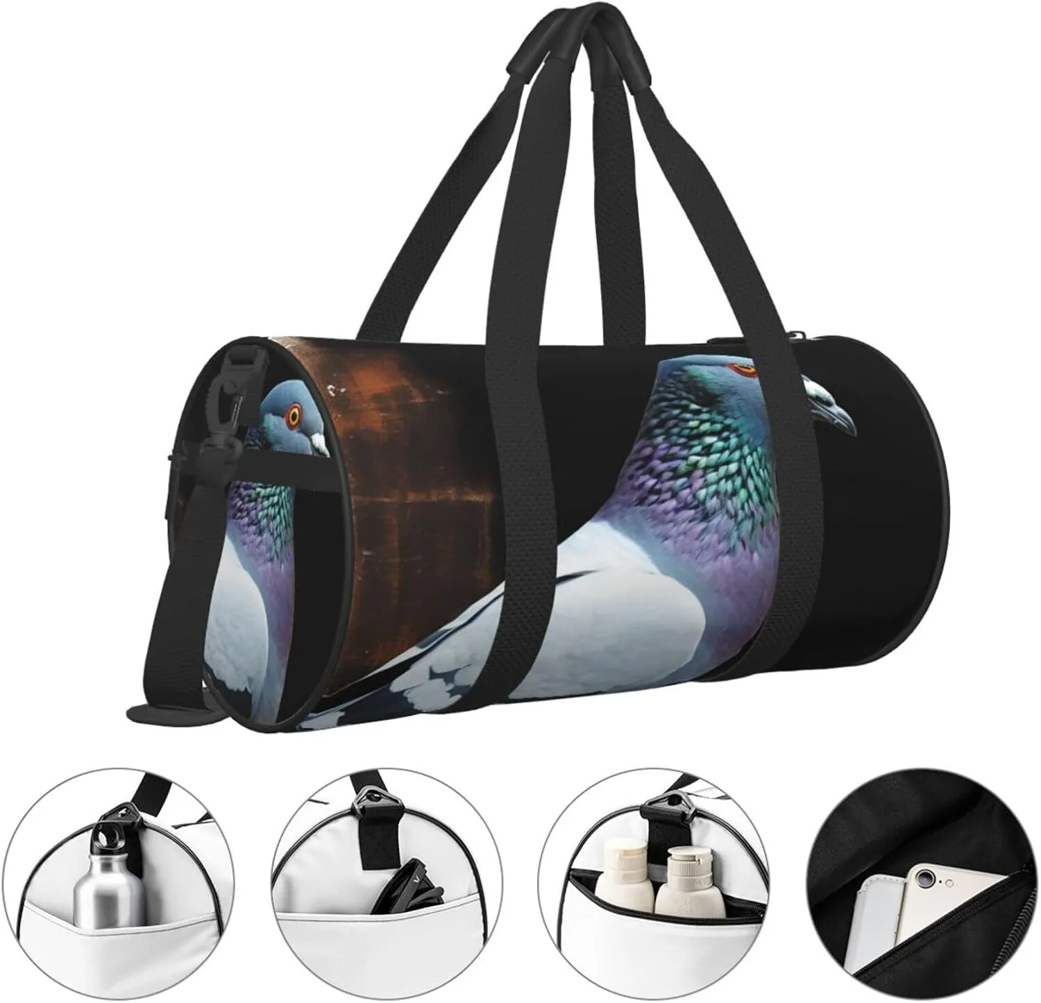 Travel Duffle Bag Weekender Bags for Men Women with Shoe Compartment Large Capacity Weekender Overnight Bag Pigeon Carry On Tote Bags Sport Gym Bag for Travel Yoga