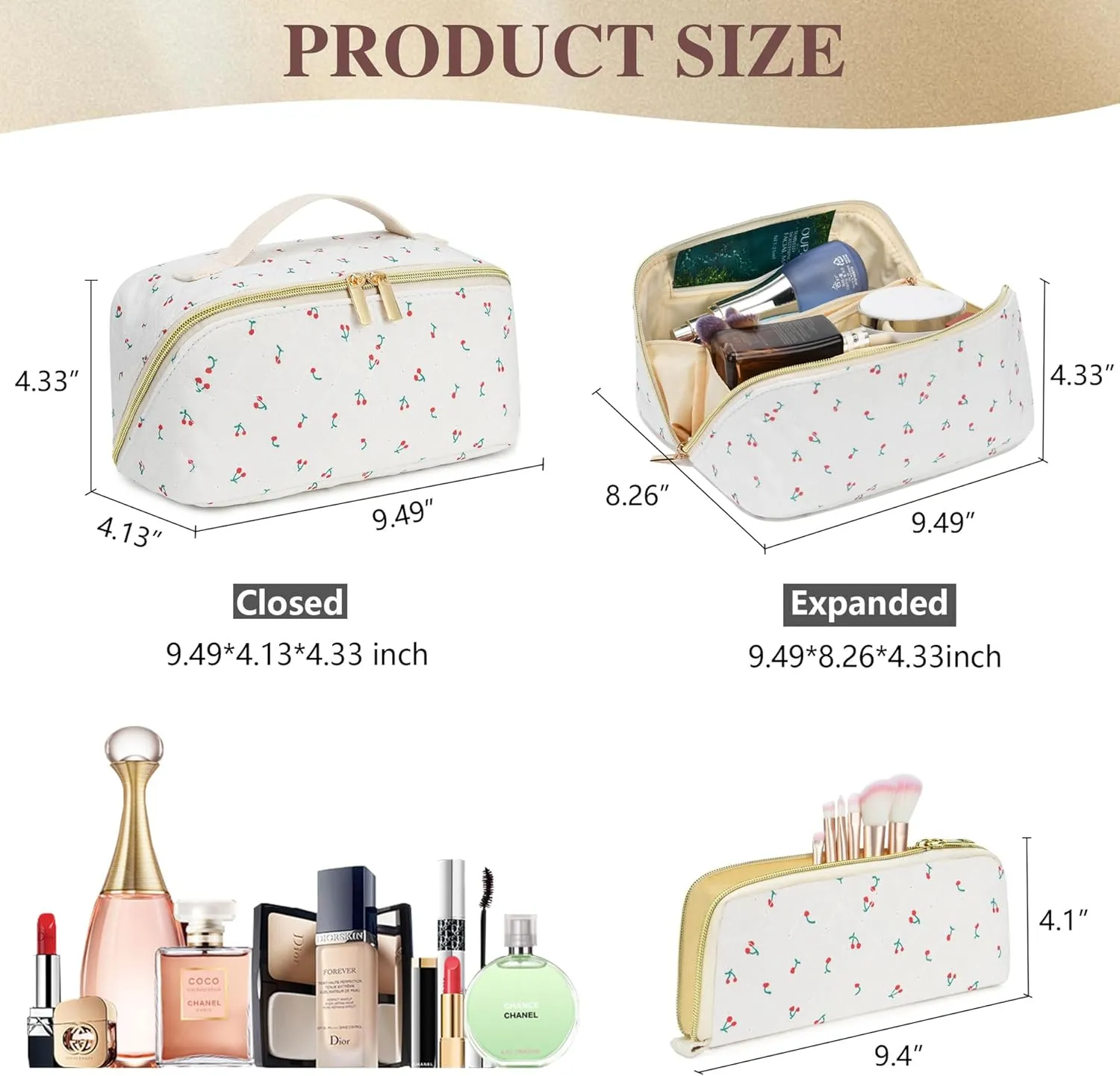 Travel Makeup Bags Cosmetic Organizer Bag 2-Set Large Capacity Make up Bag - Corduroy Toiletry Bag for Women - Wide Open Portable Pouch with Divider & Handle (Orchid)