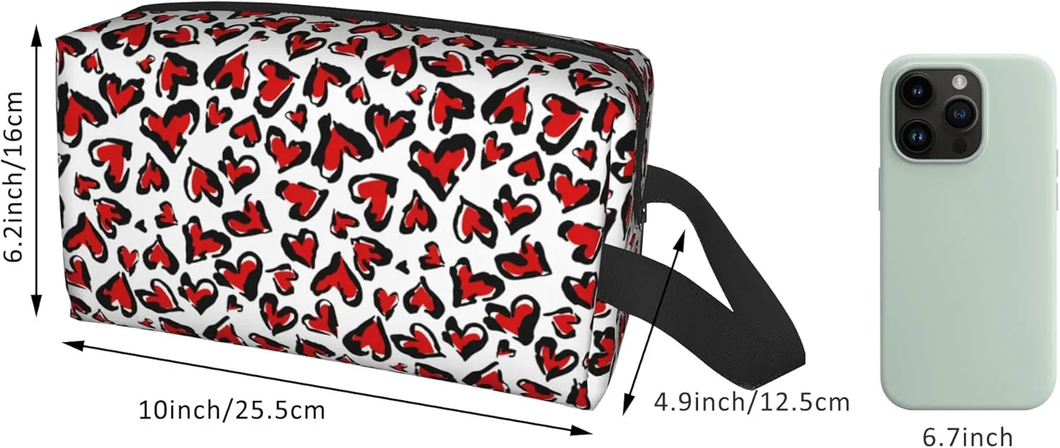 Travel Toiletry Bag Abstract Heart Pattern Personalized Travel Makeup Bag Large Capacity with Zipper Multi-Style Portable,Women and Men Gift Idea Travel Cosmetic Bag