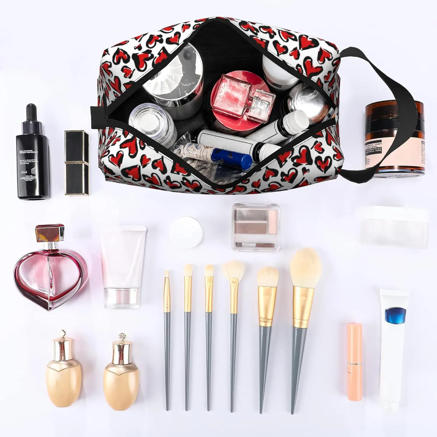 Travel Toiletry Bag Abstract Heart Pattern Personalized Travel Makeup Bag Large Capacity with Zipper Multi-Style Portable,Women and Men Gift Idea Travel Cosmetic Bag