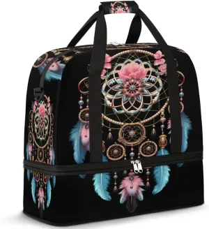 Travel Weekend Bag Gypsy Dream Catcher Sports Tote Gym Bags for Women Men, Ethnic Design Shoulder Weekender Overnight Bag with Shoes