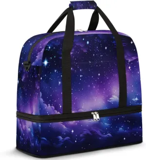 Travel Weekend Bag Nebula Explosion Sports Tote Gym Bags for Women Men, Galaxy Shoulder Weekender Overnight Bag with Shoes
