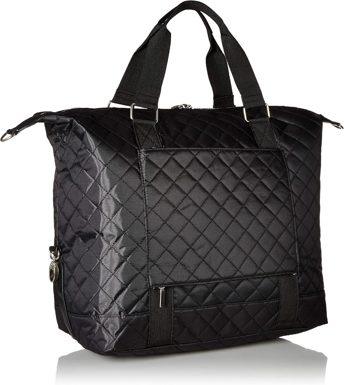 Travel Weekender Overnight Carry On Shoulder Duffel Tote Bag with Over Handle Trolley Sleeve (Large, 16 inches tall, Black)