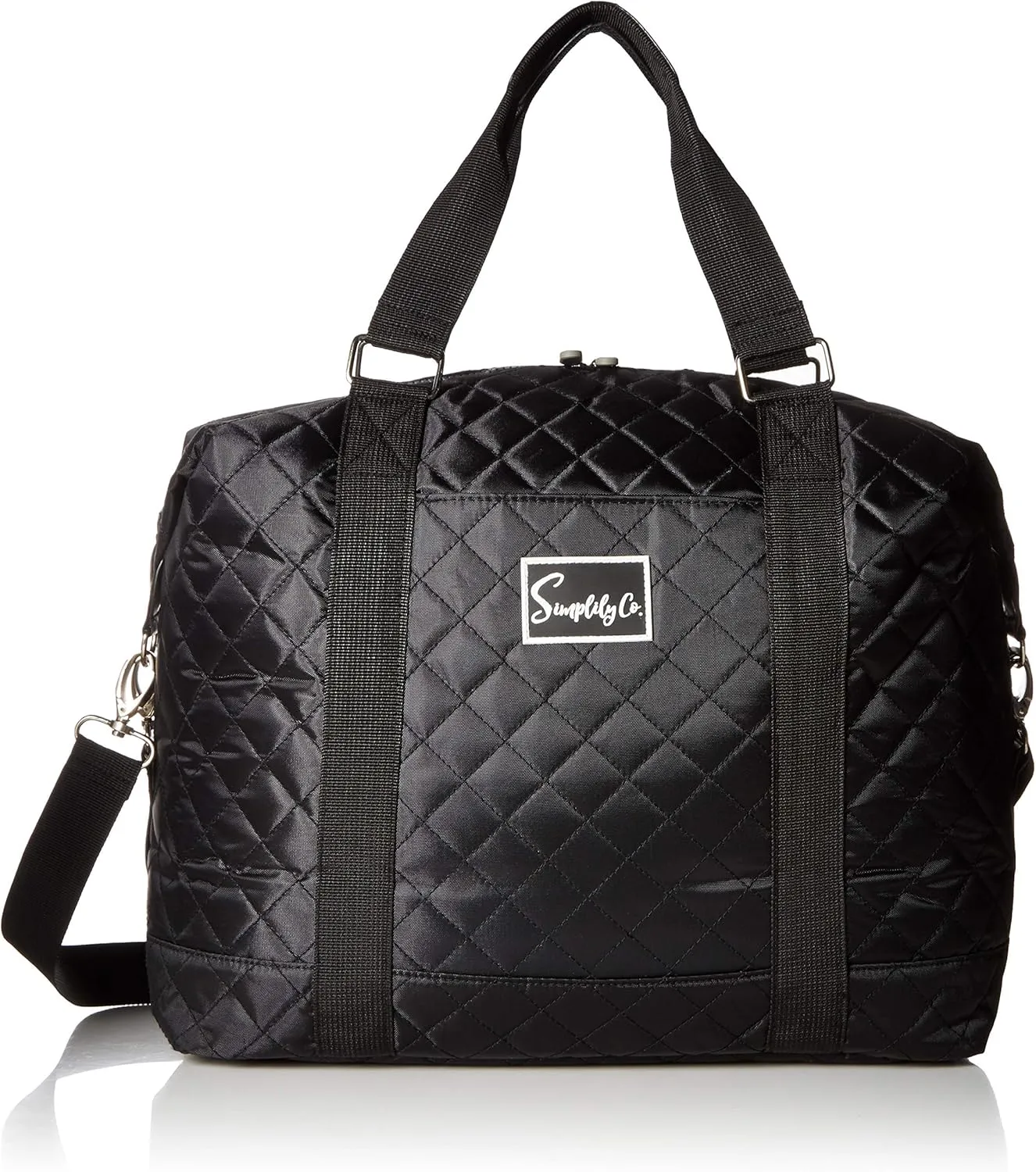 Travel Weekender Overnight Carry On Shoulder Duffel Tote Bag with Over Handle Trolley Sleeve (Large, 16 inches tall, Black)