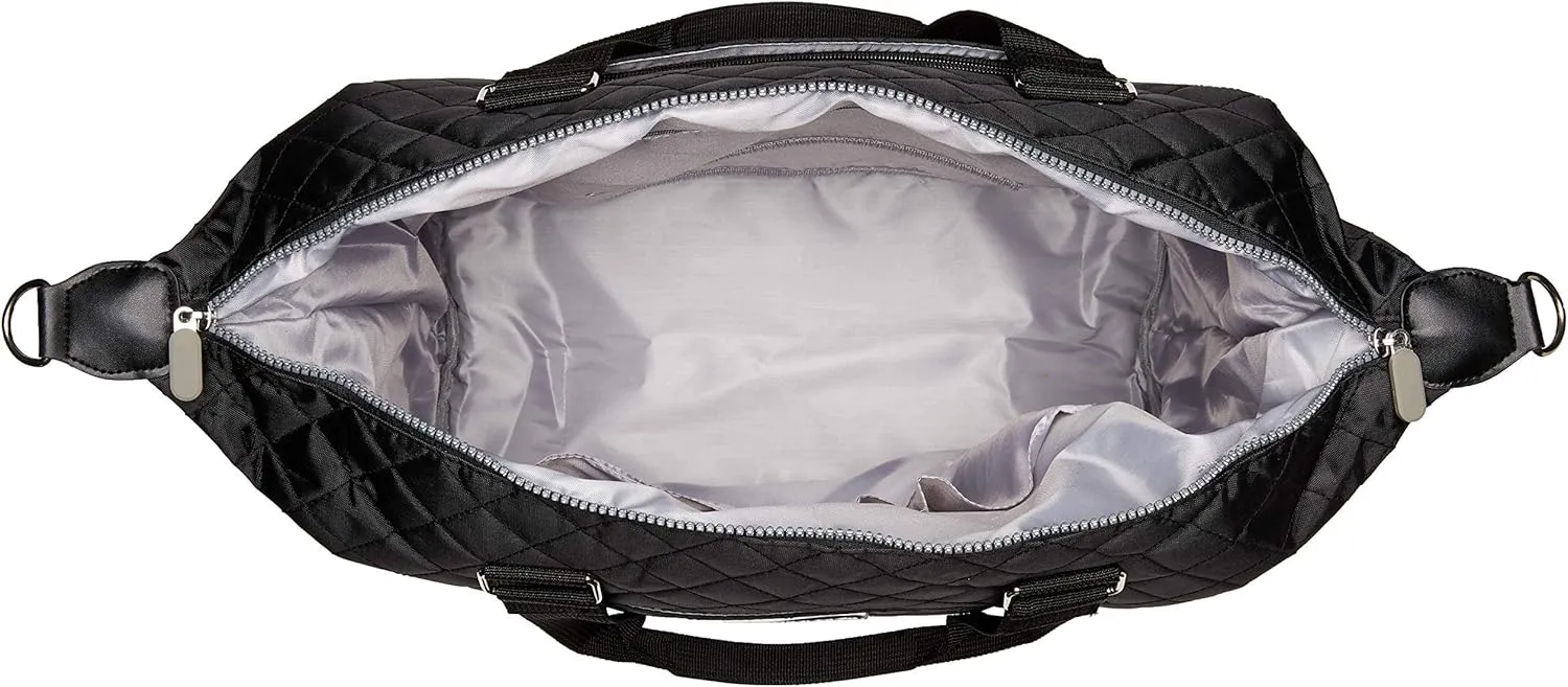 Travel Weekender Overnight Carry On Shoulder Duffel Tote Bag with Over Handle Trolley Sleeve (Large, 16 inches tall, Black)
