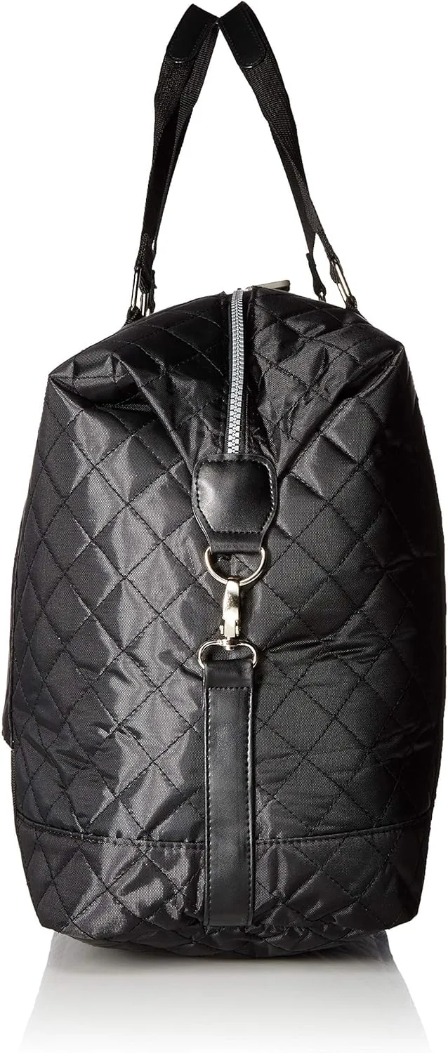 Travel Weekender Overnight Carry On Shoulder Duffel Tote Bag with Over Handle Trolley Sleeve (Large, 16 inches tall, Black)
