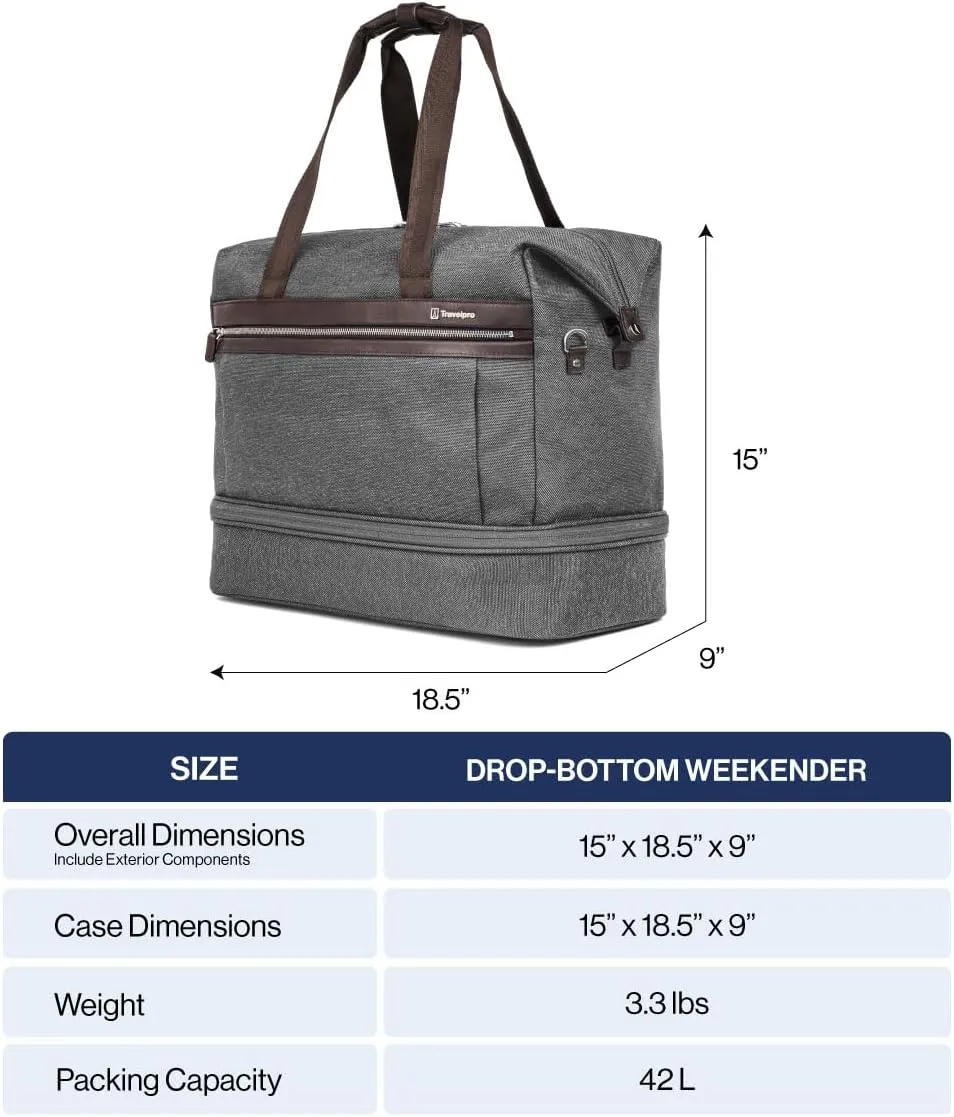 Travelpro Platinum Elite Carry on Soft Travel Drop-Bottom Weekender Bag, Overnight, Men and Women