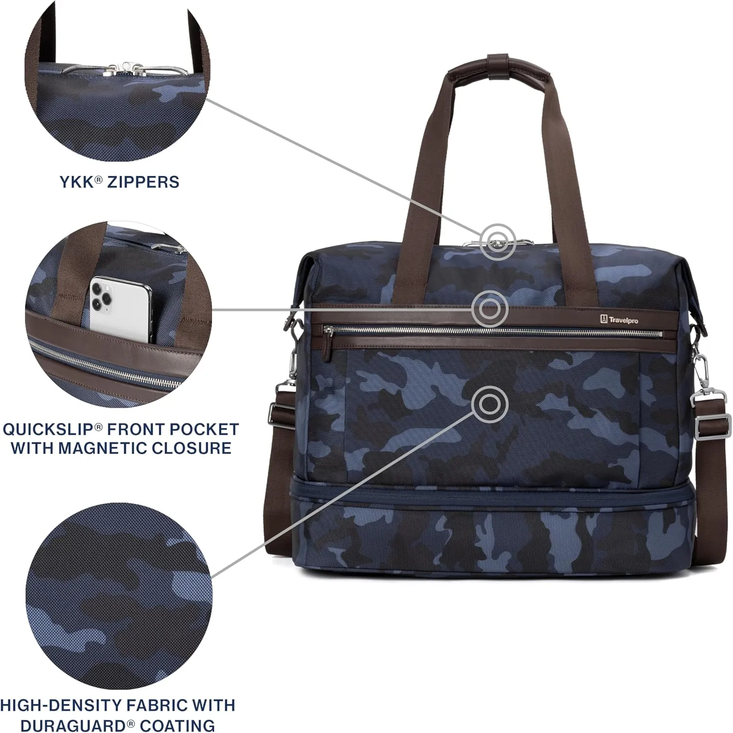 Travelpro Platinum Elite Carry on Soft Travel Drop-Bottom Weekender Bag, Overnight, Men and Women