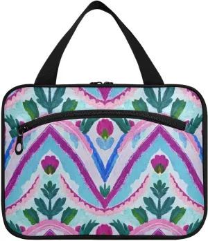 Trendy Vintage Floral Colorful Lavender hanging mens travel bag toiletry with hook, designer necessities makeup bag organizer for men backpacking bolso de maquillaje para mujer L