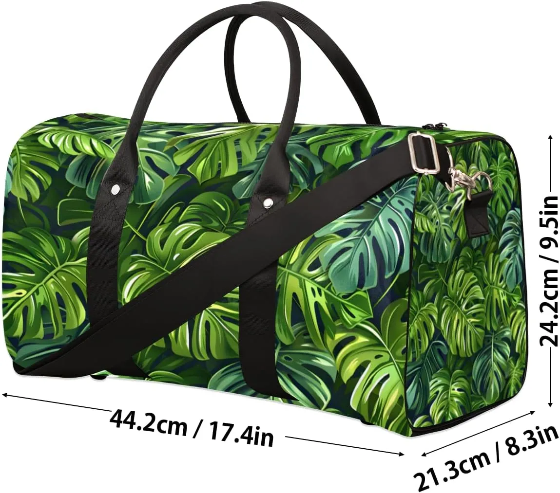 Tropical Leaves Travel Duffle Bag for Women Men Gym Duffel Foldable Bag Waterproof Weekender Palm Monstera Leaf Duffle Tote