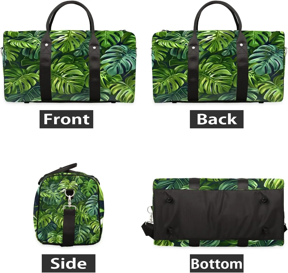 Tropical Leaves Travel Duffle Bag for Women Men Gym Duffel Foldable Bag Waterproof Weekender Palm Monstera Leaf Duffle Tote