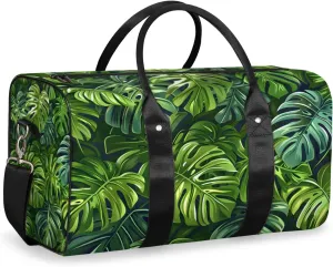 Tropical Leaves Travel Duffle Bag for Women Men Gym Duffel Foldable Bag Waterproof Weekender Palm Monstera Leaf Duffle Tote