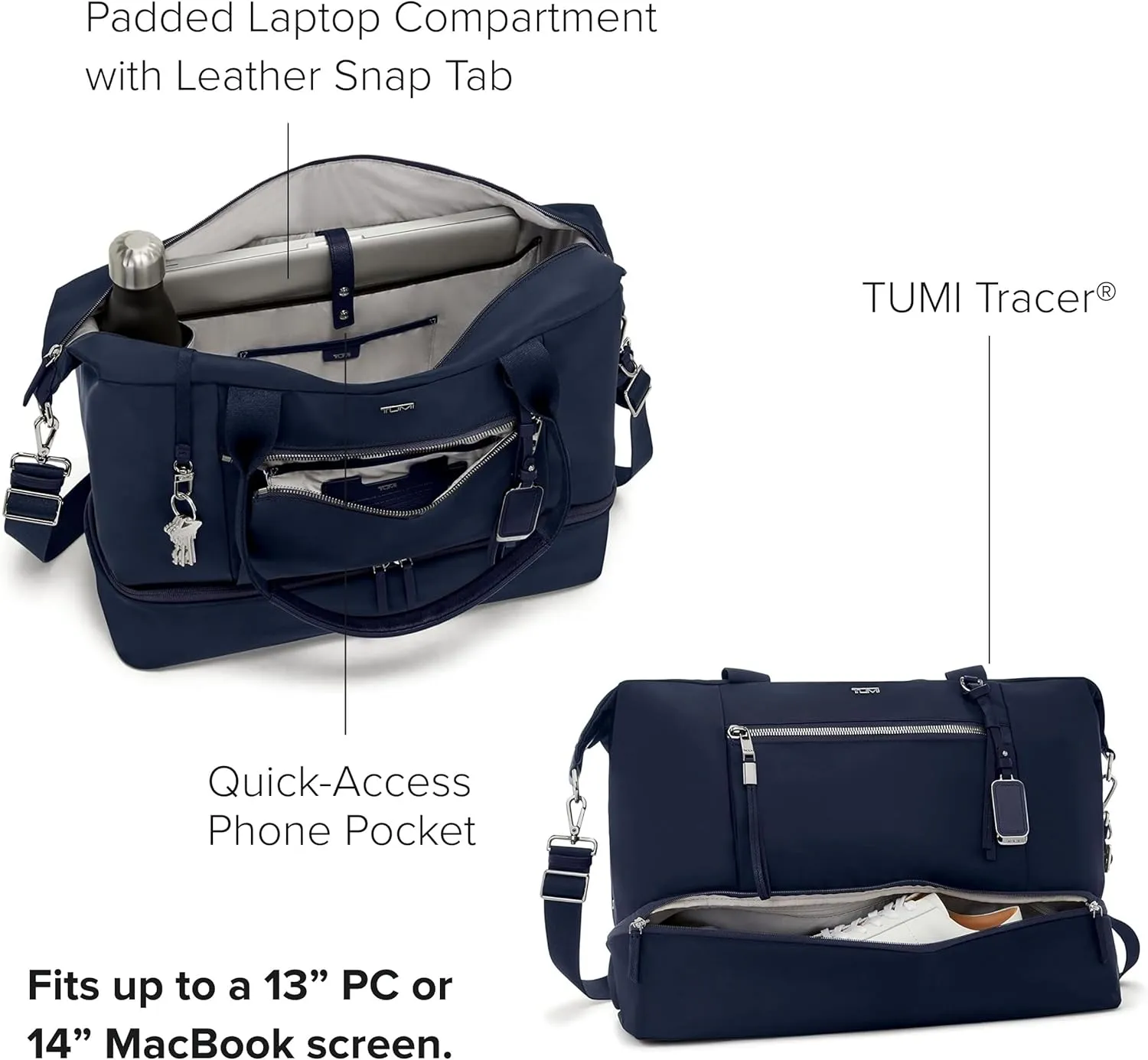 TUMI - Voyageur Contine Weekender - Travel Weekend Bag for Women - Holds Up to 14" Laptop - Multiple Compartment & Pockets - Indigo